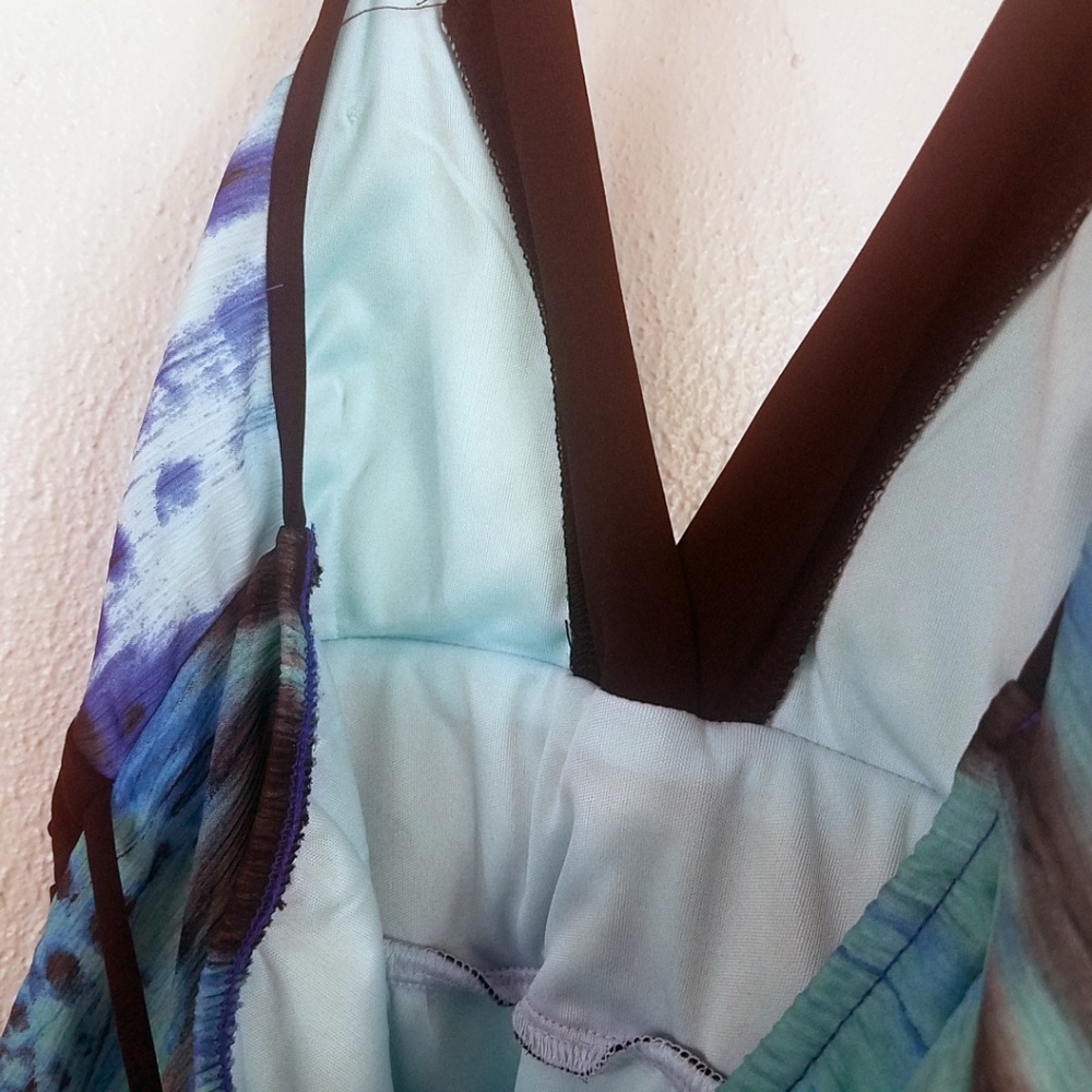 B Wear Women's Turquoise Tie Neck Tie Back Tank Top - Picture 6 of 8